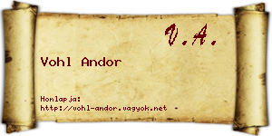 Vohl Andor névjegykártya